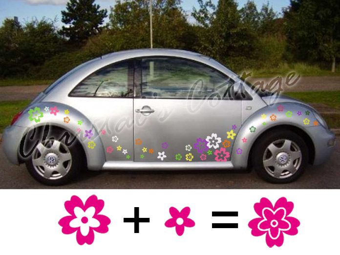 48 Mix Colour Wild Flower Shape Vinyl Car Vehicle Wall Graphic Stickers Decals